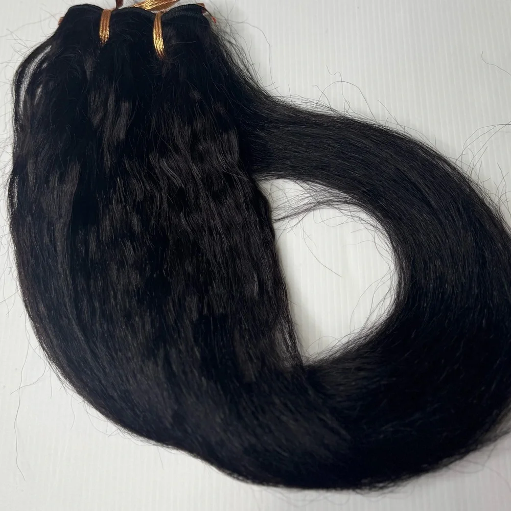 30 in Kinky Straight 100% Human hair Black Color 50 Grms